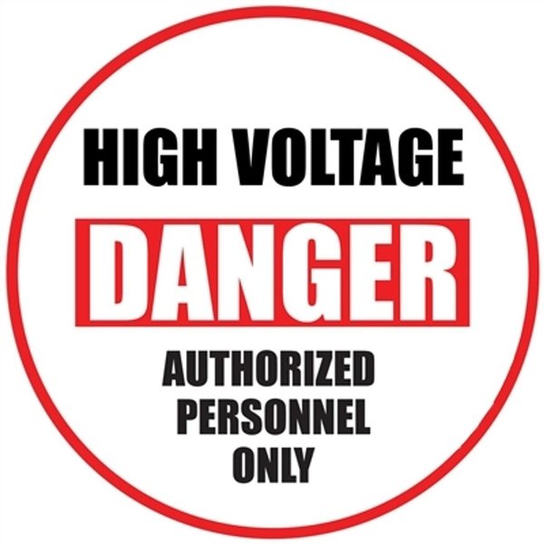 5S Supplies Danger High Voltage Floor Sign 20in Diameter Non Slip Floor Sign FS-DAHIVLT-20